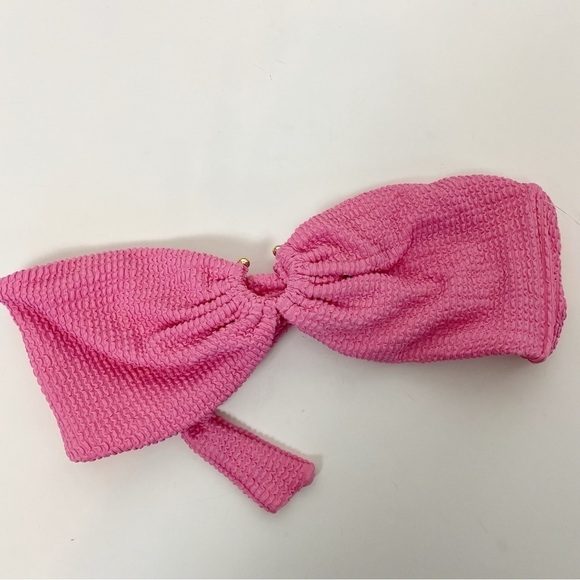 WeWoreWhat U-Ring Bandeau Pink Bikini Swim Top - Picture 3 of 5